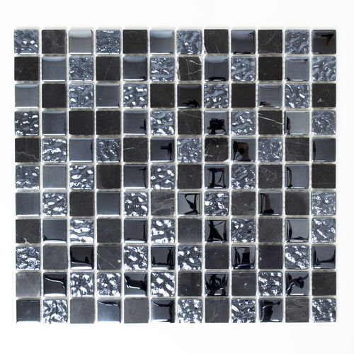 Mosaiktafel Homestile Crystal/Stein Mix grau/schwarz 32x30 cm