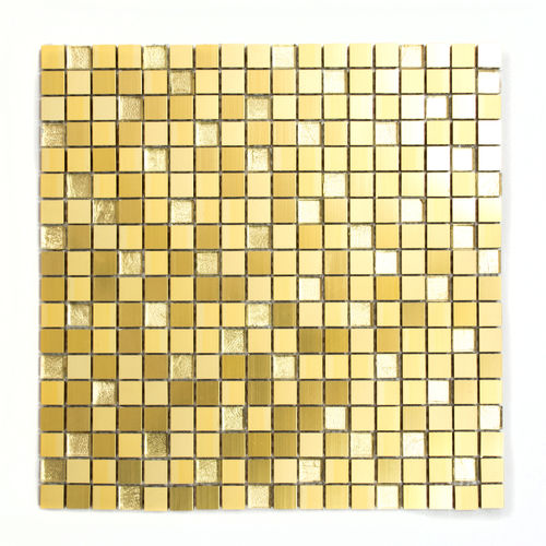 Mosaiktafel Quadrat Alu Crystal Mix Gold 30x30 cm