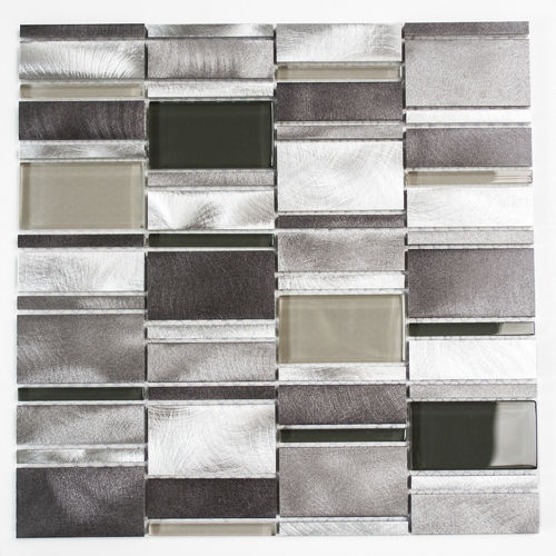 Mosaiktafel Homestile Alu Crystal Mix klar grau 30x30 cm