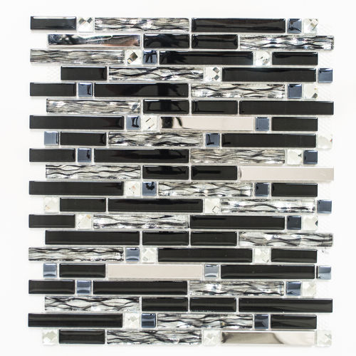 Mosaiktafel Homestile Edelstahl/Crystal/Glas schwarz 30x34 cm