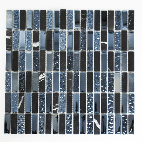 Mosaiktafel Homestile Crystal/Stein Mix grau/schwarz 32x31 cm
