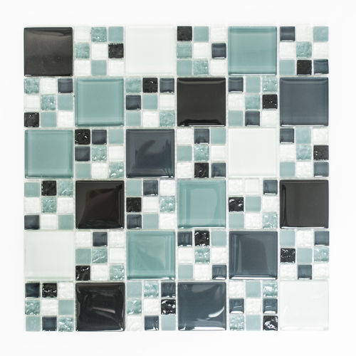 Mosaiktafel Homestile Crystal Mix grau/schwarz 30x30 cm