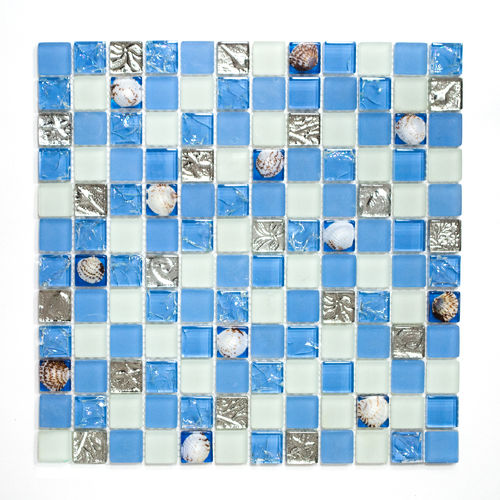 Mosaiktafel Homestile Crystal Muschel blau 30x30 cm