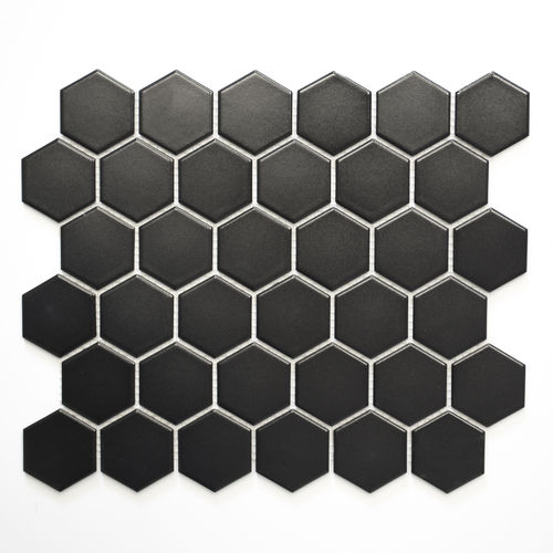 Mosaiktafel Homestile Hexagon uni schwarz matt 32x28 cm