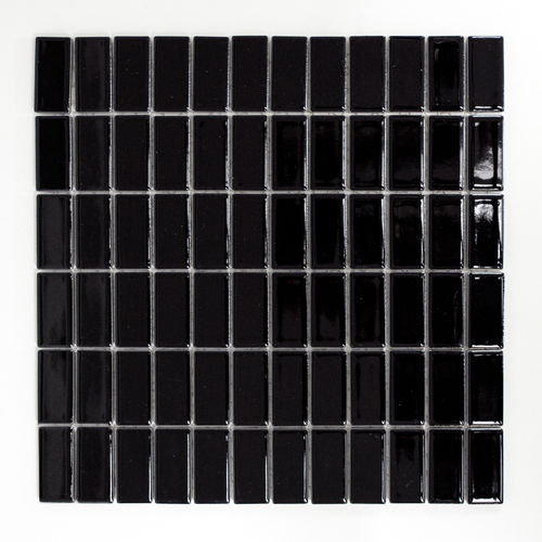 Mosaiktafel Homestile Stäbchen uni schwarz glänzend 30x30 cm