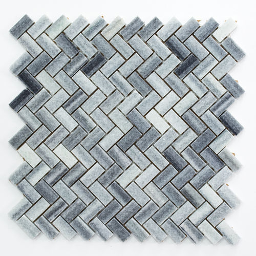 Mosaiktafel Homestile Fischgrat Mix grey/white poliert 30x30 cm