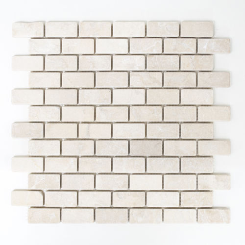 Mosaiktafel Homestile Brick Marmor weiß tumbled 30x30 cm