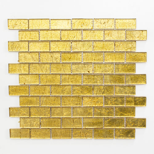 Mosaiktafel Homestile Brick Crystal uni Gold Struktur 30x30 cm