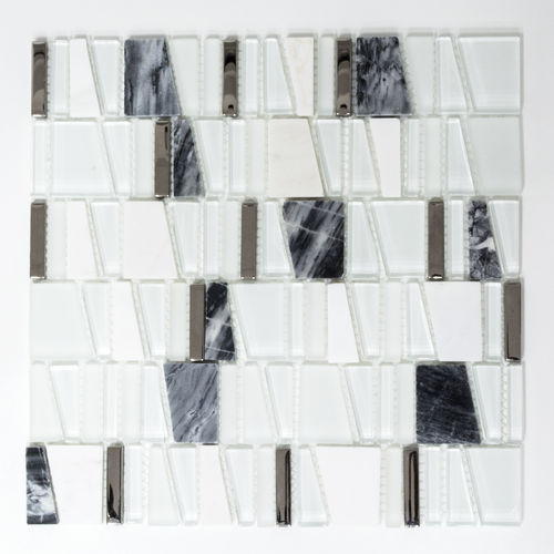 Mosaiktafel Homestile Leiter Crystal/Stein/Stahl mix weiß 30x30 cm