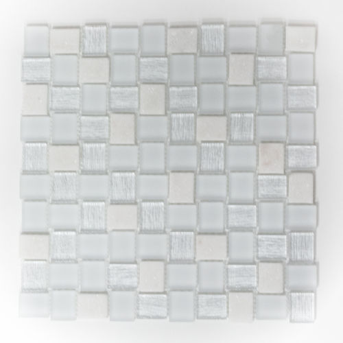 Mosaiktafel Homestile Rechteck Crystal/Stein mix weiß 27x27 cm