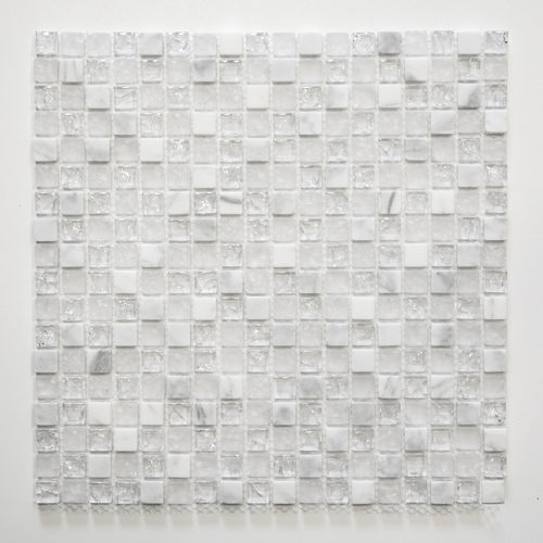 Mosaiktafel Homestile Quadrat Crystal/Stein mix weiß 30x30 cm