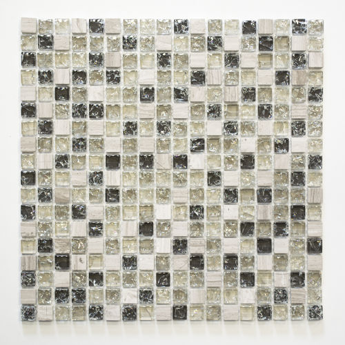 Mosaiktafel Homestile Quadrat Crystal/Stein mix grau/grün 30x30 m