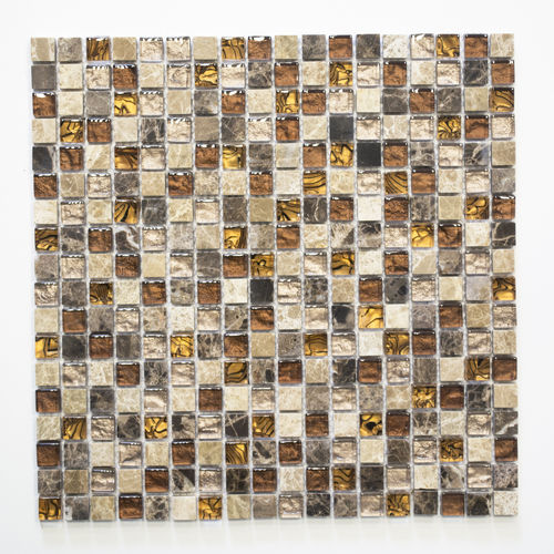 Mosaiktafel Homestile Quadrat Crystal/Stahl mix beige/braun 30x30 cm