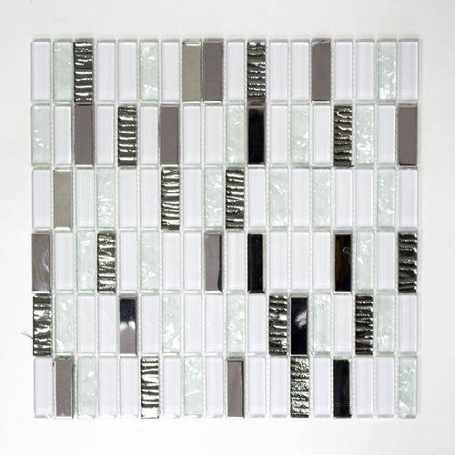 Mosaiktafel Homestile StäbchenCrystal/Stahl mix weiß 30x30 cm