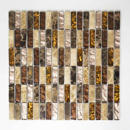 Mosaiktafel Homestile Stäbchen Crystal/Stein mix beige/braun 30x30 cm