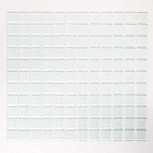 Mosaiktafel Homestile Quadrat Crystal uni weiß 32x30 cm