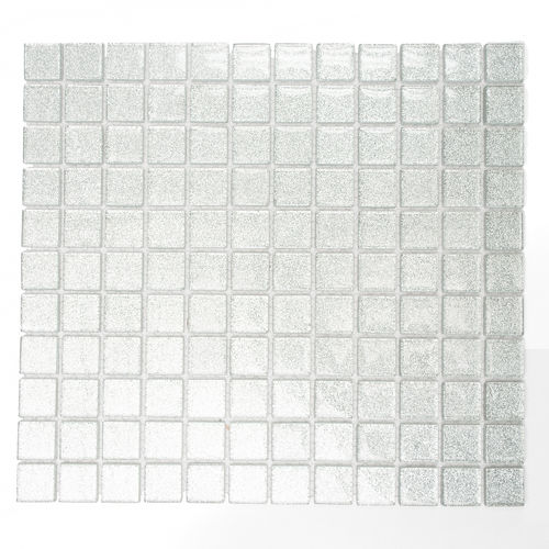 Mosaiktafel Homestile Quadrat Crystal uni silber gehämmert 32x30 cm