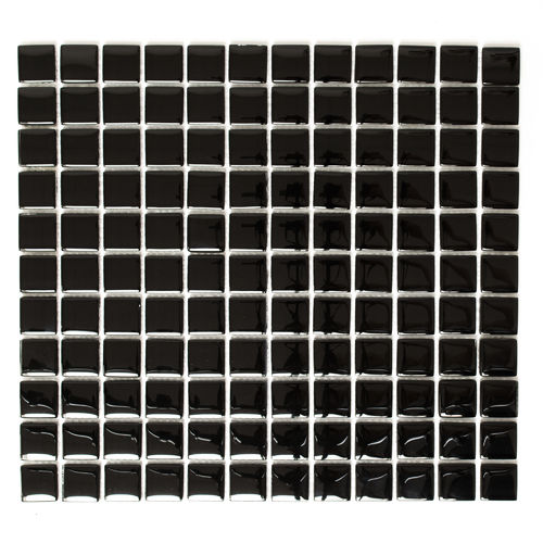 Mosaiktafel Homestile Quadrat Crystal uni schwarz 32x30 cm