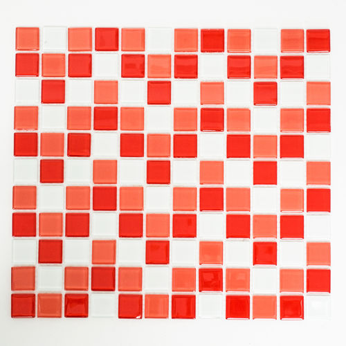 Mosaiktafel Homestile Quadrat Crystal mix weiß/rot 32x30 cm