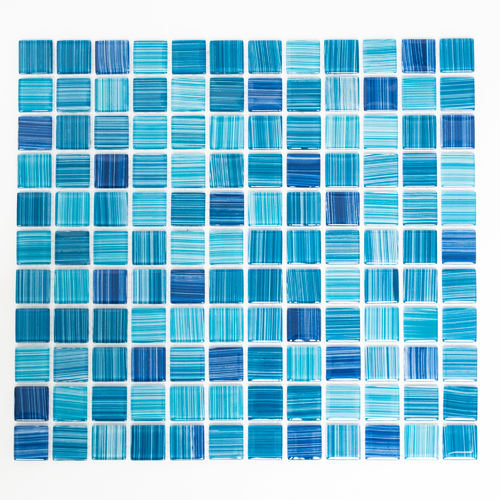 Mosaiktafel Homestile Quadrat Crystal strichblau 32x30 cm