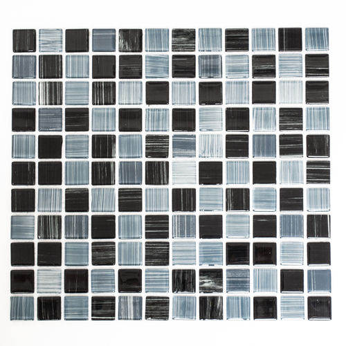 Mosaiktafel Homestile Quadrat Crystal strichschwarz/weiß 32x30 cm