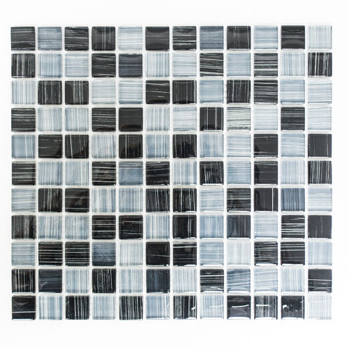Mosaiktafel Homestile Quadrat Crystal strichschwarz/weiß 32x30 cm