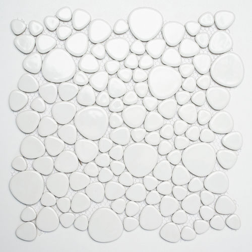 Mosaiktafel Homestile Kiesel uni weiß glänzend 28x28 cm