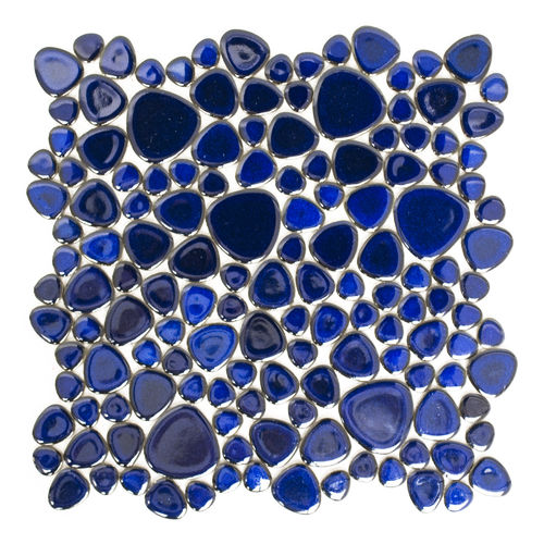 Mosaiktafel Homestile Kiesel uni kobaltblau glänzend 28x28 cm