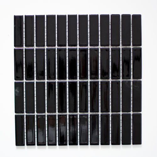 Mosaiktafel Homestile Stäbchen uni schwarz glänzend 29x31 cm