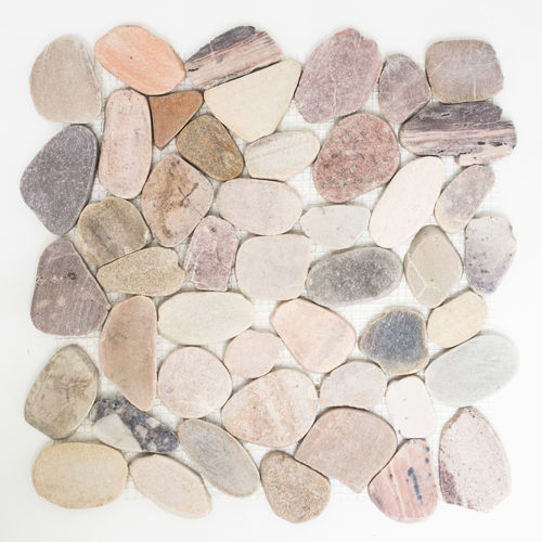 Mosaiktafel Homestile Kiesel geschnitten beige/grau/rot 31x31 cm