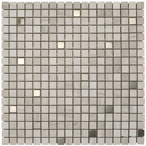 Mosaiktafel Boxer Wood Stone Metal White 30,5x30,5 cm