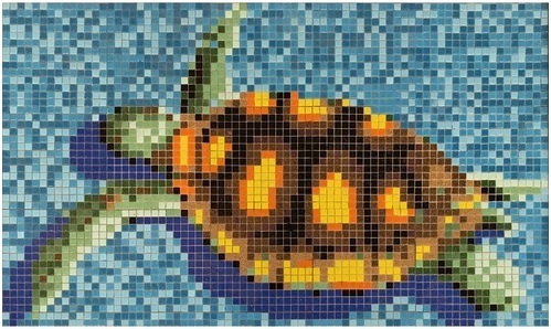 Mosaiktafel Homestile Bild Schildkröte groß 0,95x1,60 m papierverklebt