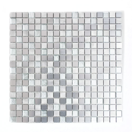 Mosaiktafel Quadrat Alu Crystal Mix Silver 30x30 cm
