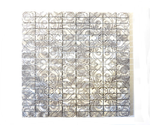 Mosaiktafel Quadrat Alu Silver Damasco 30x30 cm