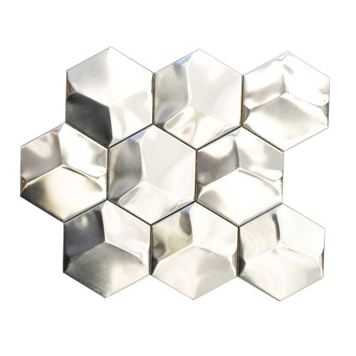 Mosaiktafel Hexagon Edelstahl 3D gestrichen 23x26 cm
