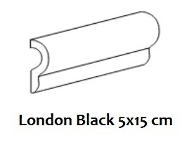 Bordüre Equipe London Black glänzend 5x15 cm