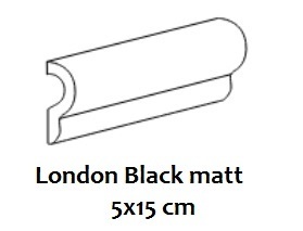 Bordüre Equipe London Black matt 5x15 cm