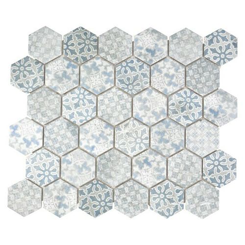 Mosaiktafel Homestile Hexagon Curio Blau 32,5x28,1 cm