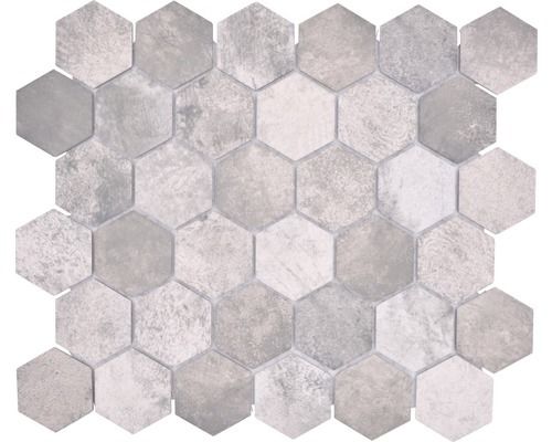 Mosaiktafel Homestile Hexagon Curio Zement Dunkelgrau 32,5x28,1 cm