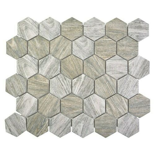 Mosaiktafel Homestile Hexagon Curio Holz Grau 32,5x28,1 cm