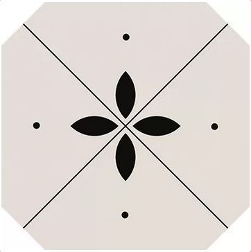 Musterfliese Cevica Tender Decor 4 Black & White 20x20 cm Achteck matt